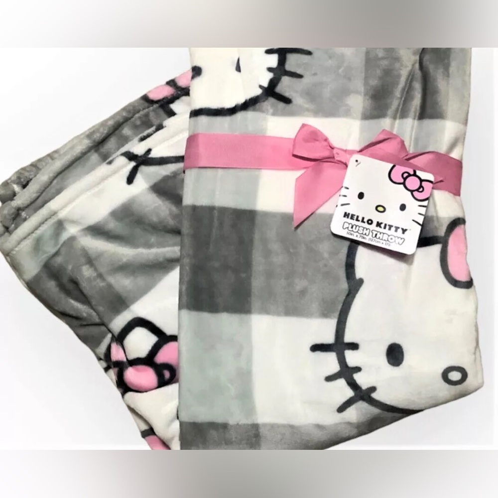 Hello Kitty Gray and Pink Throw Blanket